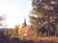 Blick von der Bockwindmühle zur Kirche