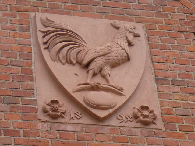 Roter Hahn - ehemaliges Firmenzeichen der Stadtmühle und Wappen der Familie Hahn