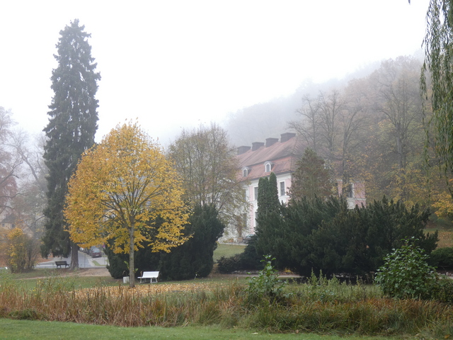 Landhaus (Kurmittelhaus) im Nebel