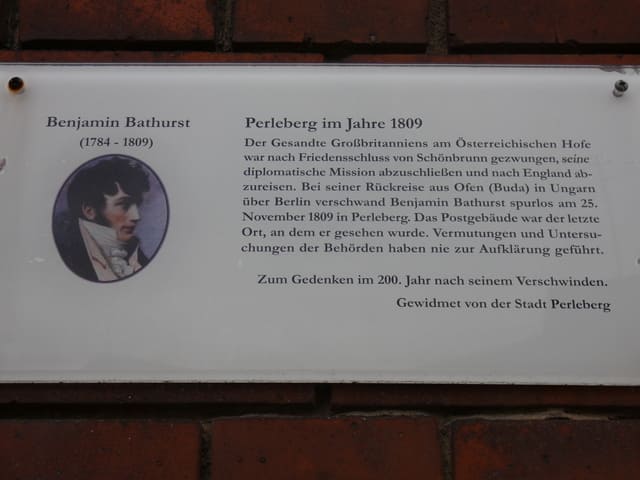 Gedenktafel an Benjamin Bathurst